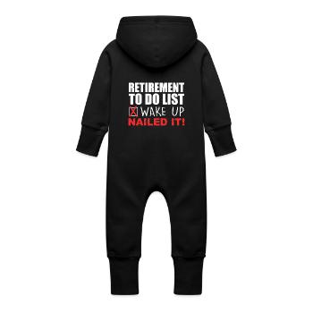 Ruhestandsdesign für Männer, Frauen, Rentner - Baby Bio Sweat Overall mit Kapuze - Schwarz - Hinten
