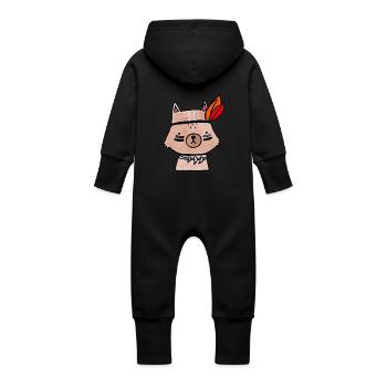 Kleiner Wolf - Baby Bio Sweat Overall mit Kapuze - Schwarz - Hinten