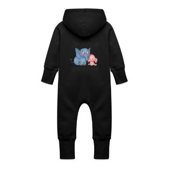 Je suis le grand frere B - Grenouillère à capuche bio en molleton Bébé - noir - Dos