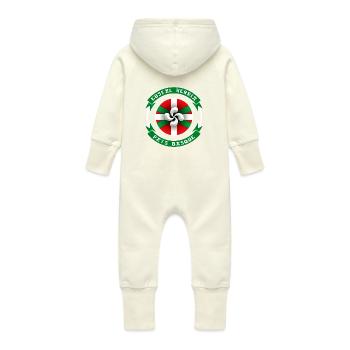 Pays Basque - Euskal Herria - Grenouillère à capuche bio en molleton Bébé - vanille - Dos