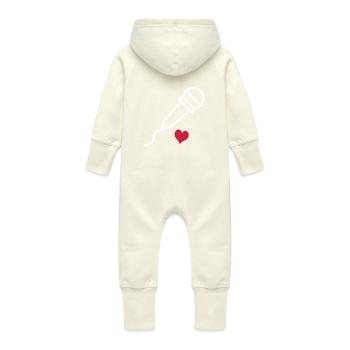 sing - Baby Organic Sweat Overalls With Hood - vanilla - Back