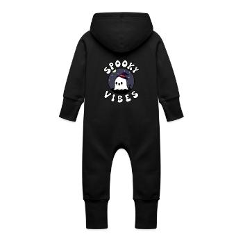SPOOKY VIBES Logo - Grenouillère à capuche bio en molleton Bébé - noir - Dos