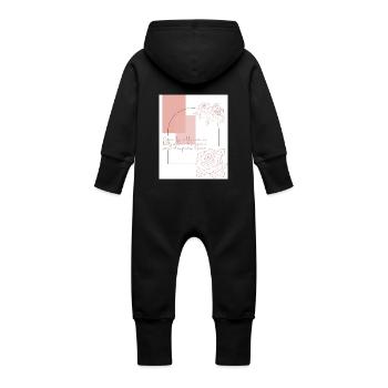 Geometrische Rosen - Baby Bio Sweat Overall mit Kapuze - Schwarz - Hinten