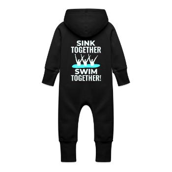 Sink Swim Together Synchronized Swimming Team Swim - Baby Organic Sweat Overalls With Hood - black - Back