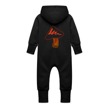 Gift for Mushroom collectors - Baby Organic Sweat Overalls With Hood - black - Back