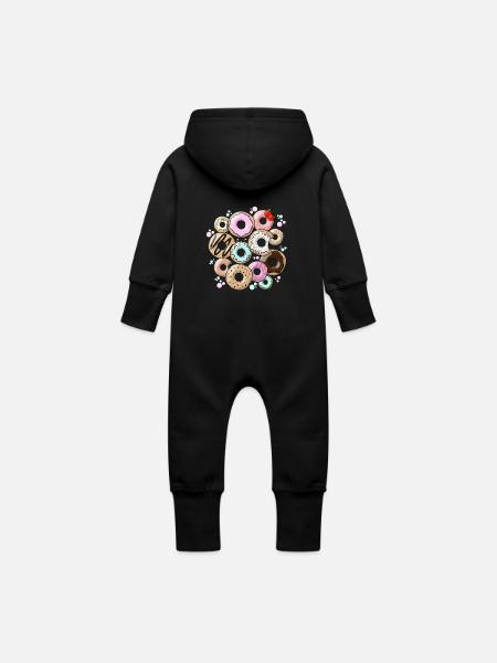 Donuts - Grenouillère à capuche bio en molleton Bébé - noir