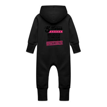 5Sterne Biologisch Technische Assistentin - Baby Bio Sweat Overall mit Kapuze - Schwarz - Hinten
