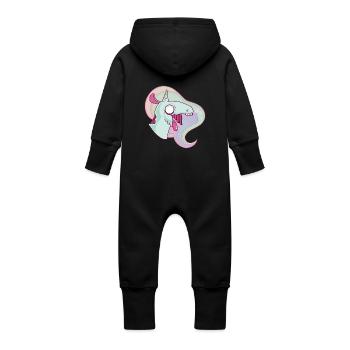 Grim Das Einhorn - Baby Bio Sweat Overall mit Kapuze - Schwarz - Hinten