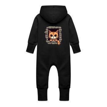 Chat mignon - Grenouillère à capuche bio en molleton Bébé - noir - Dos