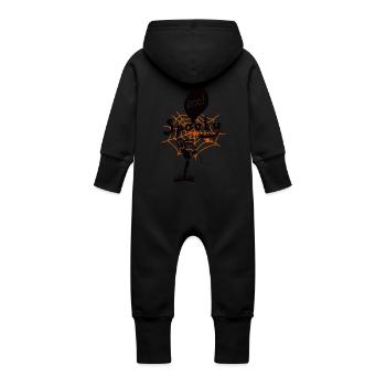 Gespenstisches T-Shirt - Baby Bio Sweat Overall mit Kapuze - Schwarz - Hinten
