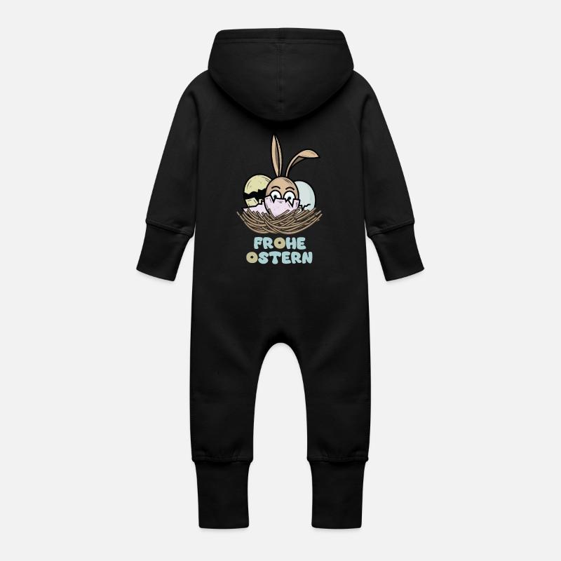 Joyeuses Pâques - Grenouillère à capuche bio en molleton Bébé - noir