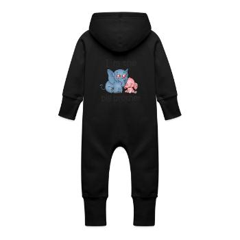 Ich bin der Große Bruder B - Baby Bio Sweat Overall mit Kapuze - Schwarz - Hinten