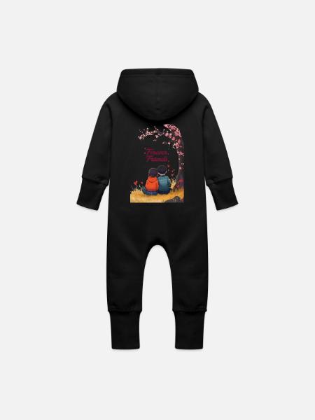 Freunde für immer - Baby Bio Sweat Overall mit Kapuze - Schwarz