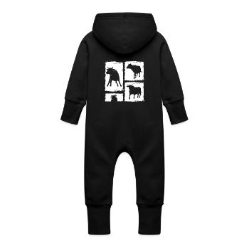 Buffalo Cattle Oxen - Baby Organic Sweat Overalls With Hood - vanilla - Back