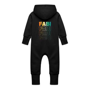 Fabien - Grenouillère à capuche bio en molleton Bébé - noir - Dos