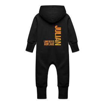 Julian - Baby Bio Sweat Overall mit Kapuze - Schwarz - Hinten