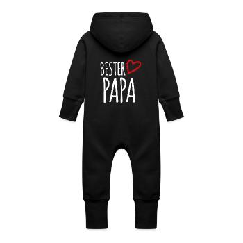 bester Papa - Baby Bio Sweat Overall mit Kapuze - Schwarz - Hinten