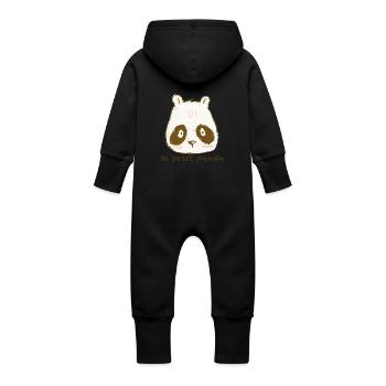 le petit panda - Baby Bio Sweat Overall mit Kapuze - Schwarz - Hinten