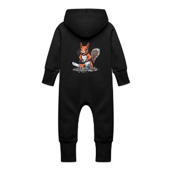 Squi l'écureuil élagueur - Grenouillère à capuche bio en molleton Bébé - noir - Dos