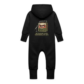 90% self-confidence, 10% tonality - Baby Organic Sweat Overalls With Hood - black - Back