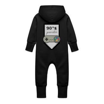 90er Generation - Baby Bio Sweat Overall mit Kapuze - Schwarz - Hinten