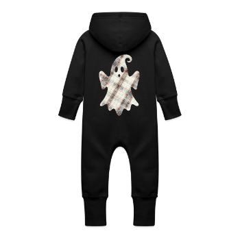 Mignon fantôme Écosse fantôme Tartan Halloween - Grenouillère à capuche bio en molleton Bébé - noir - Dos