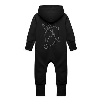 Minimal donkey head white - Baby Organic Sweat Overalls With Hood - vanilla - Back