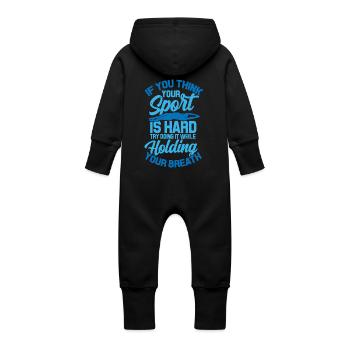 Swimmer's Life: Hold Your Breath - Baby Organic Sweat Overalls With Hood - vanilla - Back