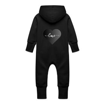 Hund Hunde Tierliebe Dogs - Baby Bio Sweat Overall mit Kapuze - Schwarz - Hinten