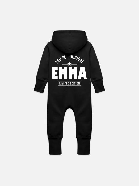Emma Emma - Baby Bio Sweat Overall mit Kapuze - Schwarz