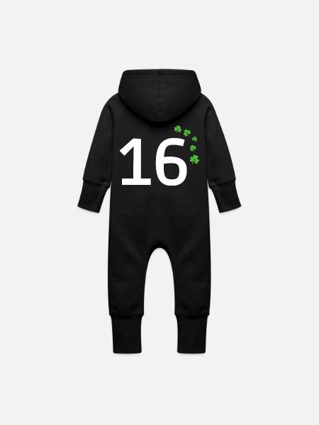 16 - Grenouillère à capuche bio en molleton Bébé - noir