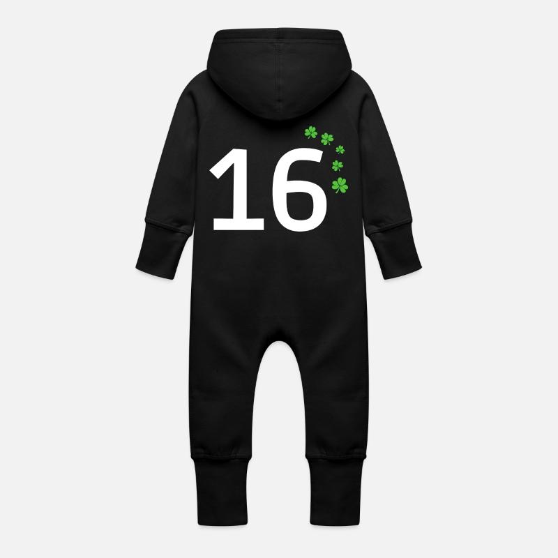 16 - Grenouillère à capuche bio en molleton Bébé - noir