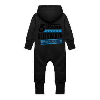 5Sterne Gleisbauer - Baby Bio Sweat Overall mit Kapuze - Schwarz - Hinten
