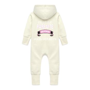 filleule cadeau humour - Grenouillère à capuche bio en molleton Bébé - vanille - Dos