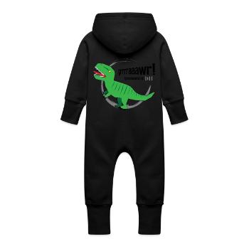 Dinosaurs//T-rex - Grenouillère à capuche bio en molleton Bébé - noir - Dos