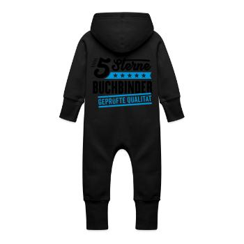 5Sterne Buchbinder - Baby Bio Sweat Overall mit Kapuze - Schwarz - Hinten