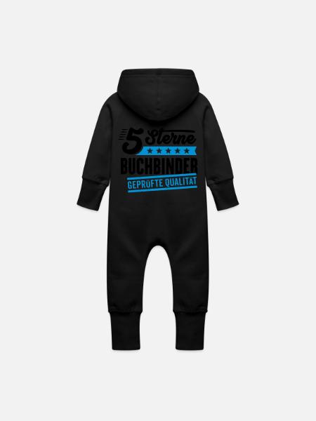 5Sterne Buchbinder - Baby Bio Sweat Overall mit Kapuze - Schwarz