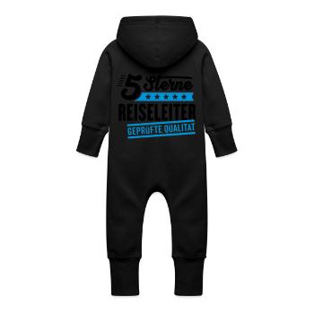 5Sterne Reiseleiter - Baby Bio Sweat Overall mit Kapuze - Schwarz - Hinten
