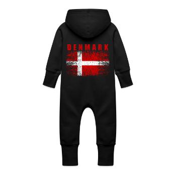 Drapeau du Danemark 008 - Grenouillère à capuche bio en molleton Bébé - noir - Dos