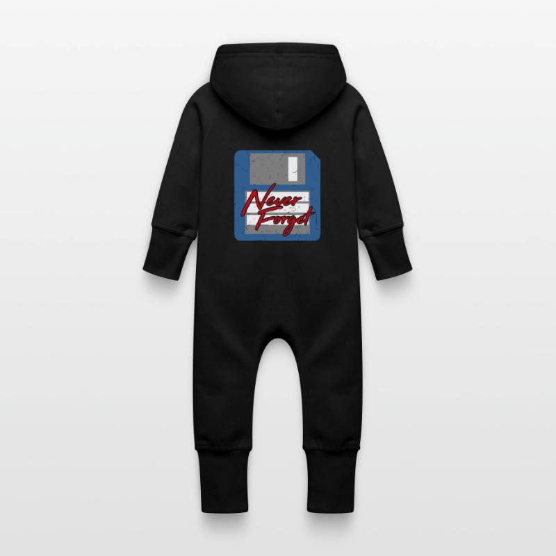 Never Forget Diskette Computer Speicher PC Retro Baby Bio Sweat Overall mit Kapuze