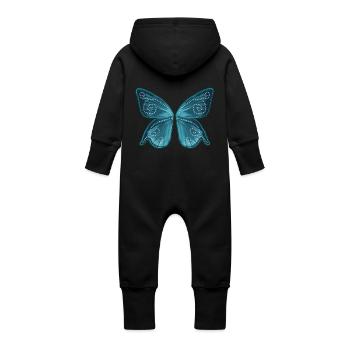 Butterfly wings, fairy, Wonderland, magic - Baby Organic Sweat Overalls With Hood - black - Back