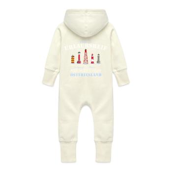 Ostfriesland Urlaubsreif, deutsche Nordsee - Baby Bio Sweat Overall mit Kapuze - Vanille-Milchshake - Hinten
