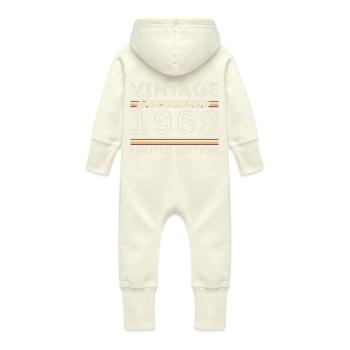 Vintage December 1968 - 57th Anniversary December - Baby Organic Sweat Overalls With Hood - vanilla - Back