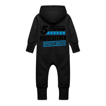 5Sterne Housekeeper - Baby Bio Sweat Overall mit Kapuze - Schwarz - Hinten