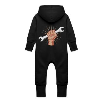 Strong hobbyist! Wrench Mechanic - Baby Organic Sweat Overalls With Hood - black - Back