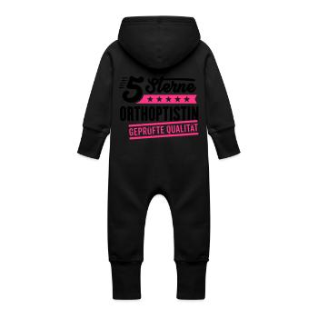 5Sterne Orthoptistin - Baby Bio Sweat Overall mit Kapuze - Schwarz - Hinten