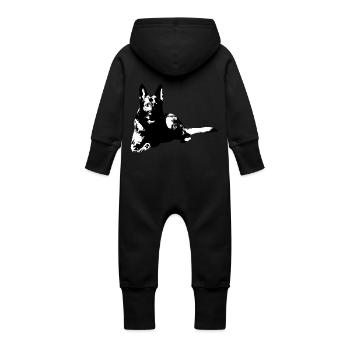 race chien berger sports chien chien, - Grenouillère à capuche bio en molleton Bébé - noir - Dos