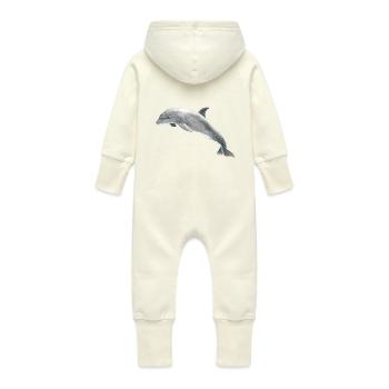 Delphin - Baby Bio Sweat Overall mit Kapuze - Vanille-Milchshake - Hinten