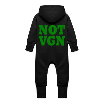 Not vegan - Grenouillère à capuche bio en molleton Bébé - noir - Dos