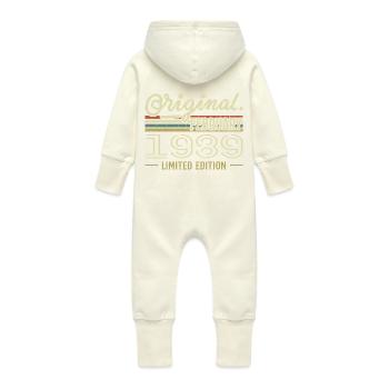 Cadeau Février 1989 - Anniversaire Février 1989 - Grenouillère à capuche bio en molleton Bébé - vanille - Dos